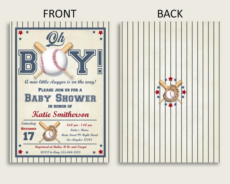 Baseball Baby Shower Invitations Printable Digital or Printed - Etsy
