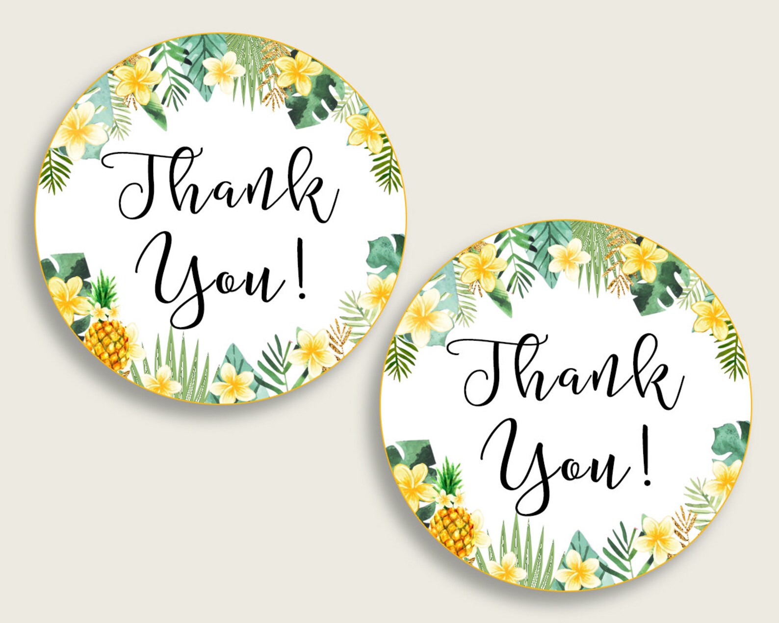 Tropical Baby Shower Round Thank You Tags 2 Inch Printable | Etsy