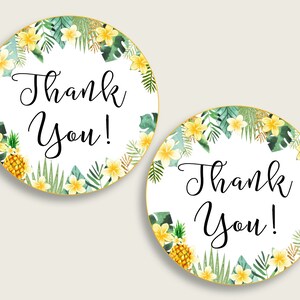 Tropical Baby Shower Round Thank You Tags 2 Inch Printable, Green ...
