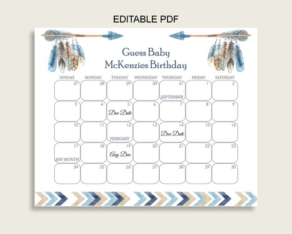Calendars & Planners Paper Anchor Baby Shower Boy Birthday Prediction ...