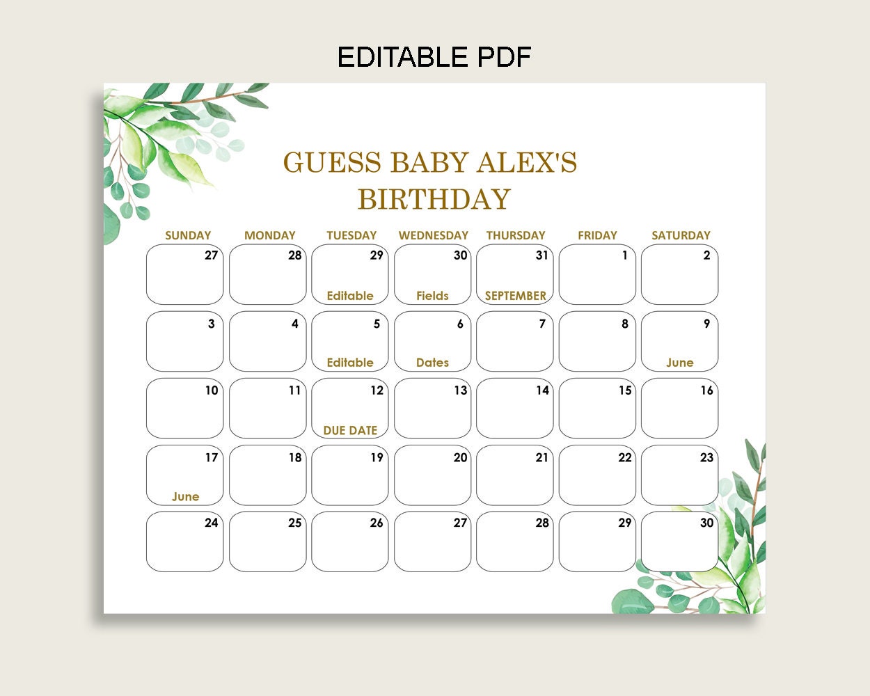 guess the baby due date game printable