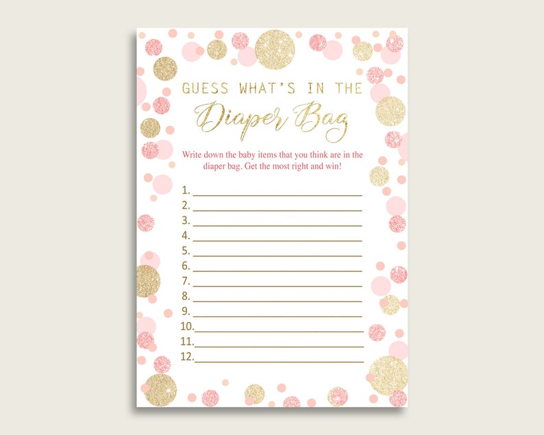Dots Guess What's in the Diaper Bag Game Girl Baby Shower Etsy