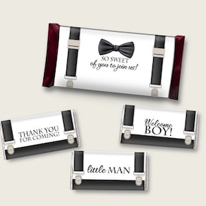 Little Man Hershey Candy Bar Wrapper Printable, Black Beige Chocolate Bar Wrappers, Boy Shower Candy Labels, Instant Download, lm001