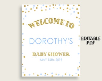 Welcome Sign Baby Shower Welcome Sign Confetti Baby Shower Welcome Sign Blue Gold Baby Shower Confetti Welcome Sign party décor cb001