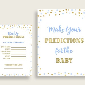Baby Predictions Baby Shower Baby Predictions Confetti Baby Shower Baby Predictions Blue Gold Baby Shower Confetti Baby Predictions cb001