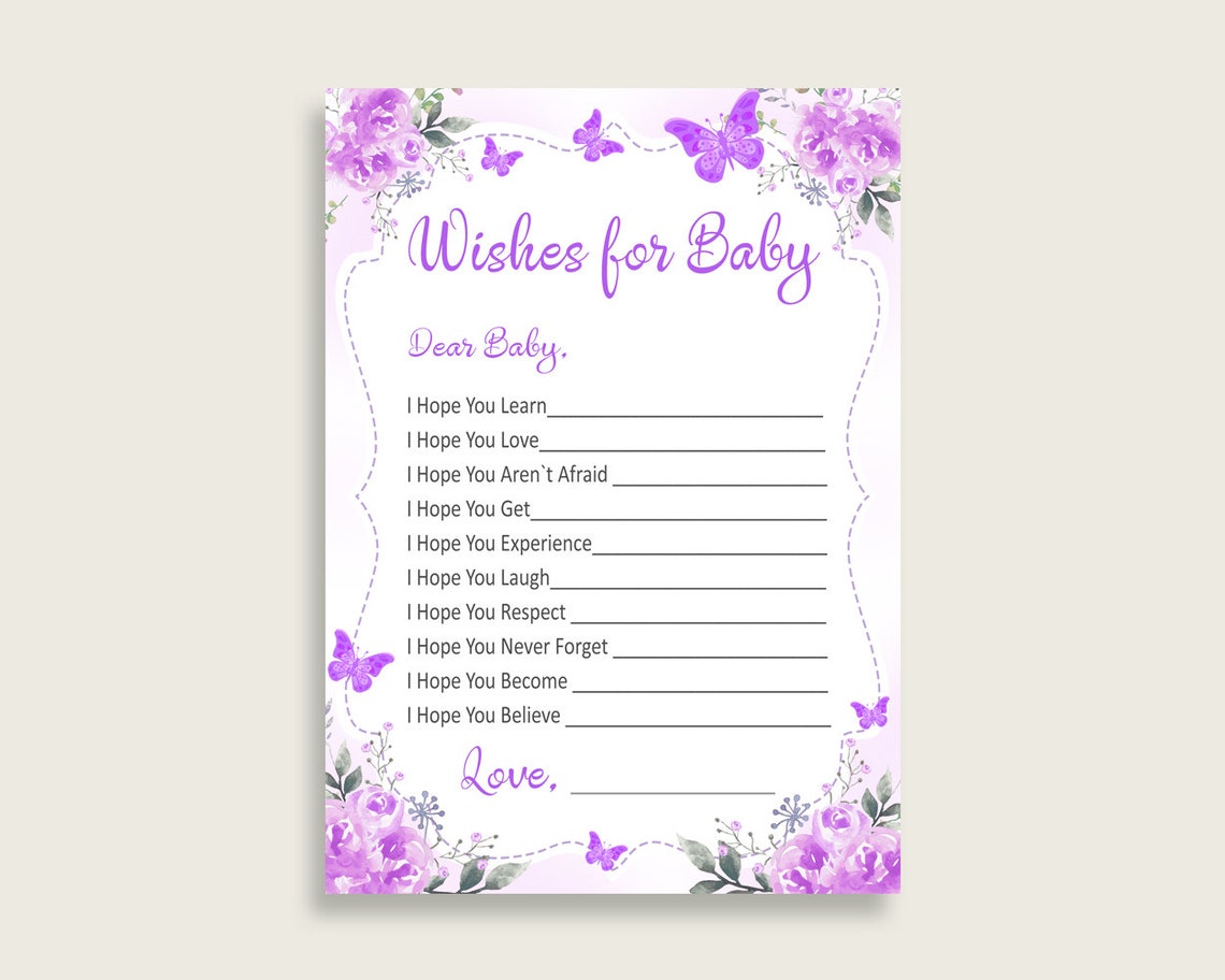 Purple White Wishes for Baby Cards &amp; Sign Butterfly Baby - Etsy