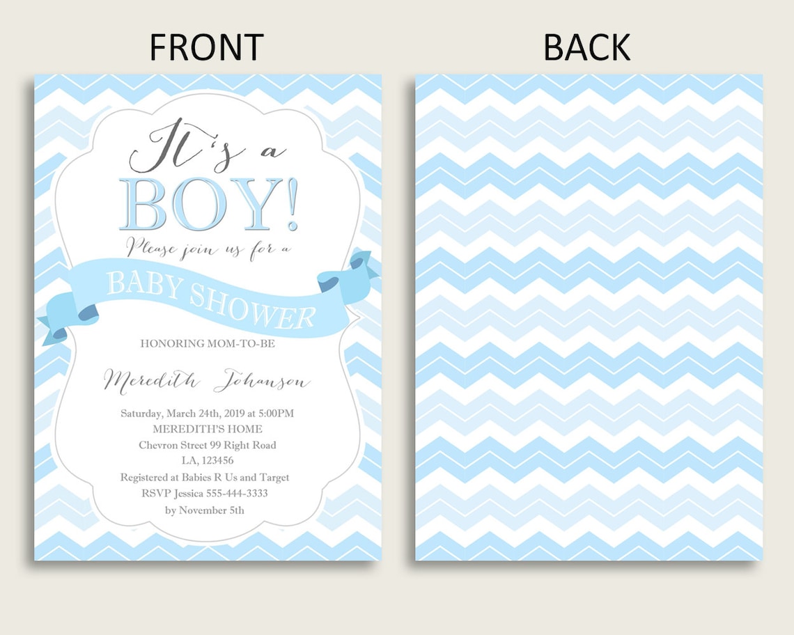 Chevron Baby Shower Invitations Printable Digital or Printed - Etsy