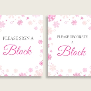 Sign A Block Baby Shower Decorate A Block Winter Baby Shower Sign A Block Baby Shower Girl Decorate A Block Pink White party plan 74RVX