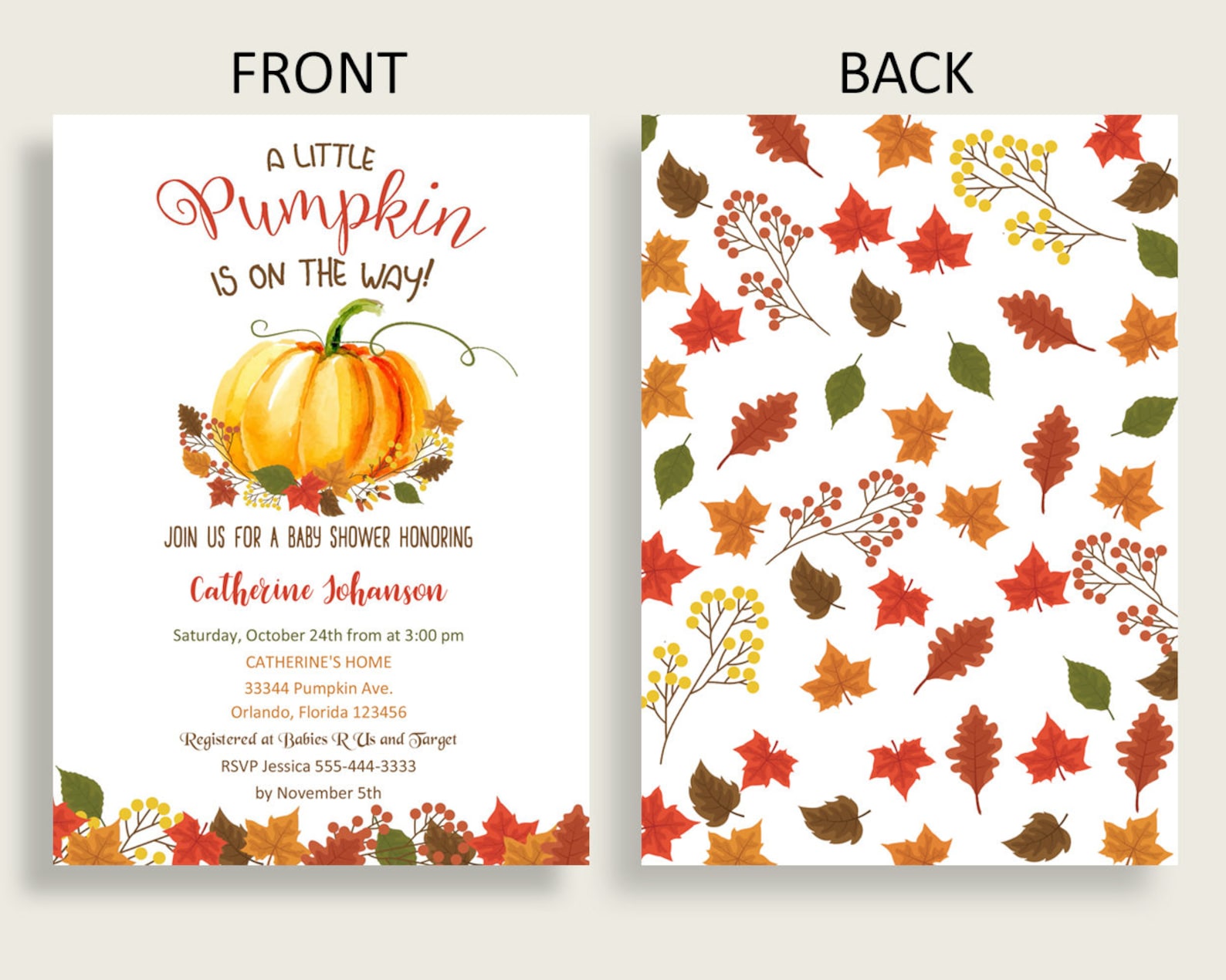 Fall Baby Shower Invitations Printable Digital or Printed - Etsy
