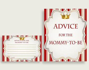 Advice Cards Baby Shower Advice Cards Prince Baby Shower Advice Cards Red Gold Baby Shower Prince Advice Cards digital print prints 92EDX