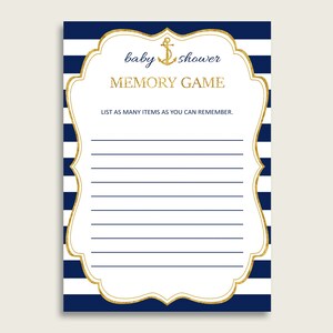 Anchor Baby Shower Memory Game, Blue Gold Memory Guessing Game Printable, Baby Shower Boy, Instant Download, Sale Anchor Most Popular NTDD8