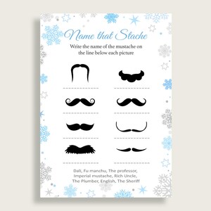Name That Stache Baby Shower Name That Stache Snowflake Baby Shower Name That Stache Blue Gray Baby Shower Snowflake Name That Stache NL77H