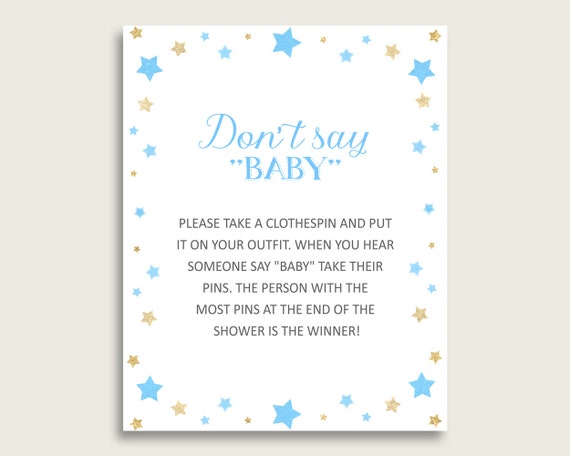 Blue Gold Dont Say Youngster Printable Video game, Boy Little one Shower picture relating to Don T Say Baby Printable named Blue Gold Dont Say Kid Printable Match, Boy Little one Shower