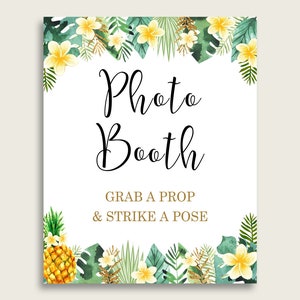 Tropical Photobooth Sign Printable, Gender Neutral Baby Shower Green Yellow Photo Booth, Tropical Selfie Station Sign, 8x10 16x20 4N0VK