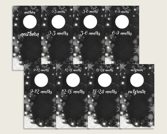 Black White Baby Closet Dividers Printable, Nursery Clothes Dividers Chalkboard Winter Baby Shower Gender Neutral, Closet Organizers X9XXW Il_570xn