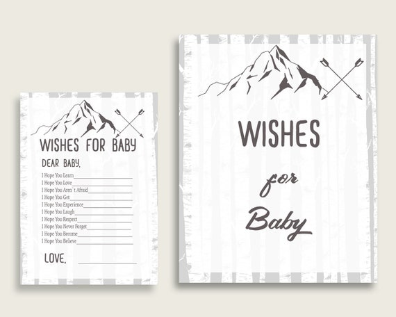 Gray White Wishes For Baby Cards Sign Adventure Mountain Baby Gray White Wishes For Baby Cards Sign Adventure Mountain Baby
