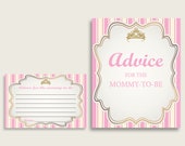 Royal Princess Advice For Mommy To Be Cards & Sign, Printable Baby Shower Pink Gold Advice For New Parents, Instant Download, rp002 Il_170x135