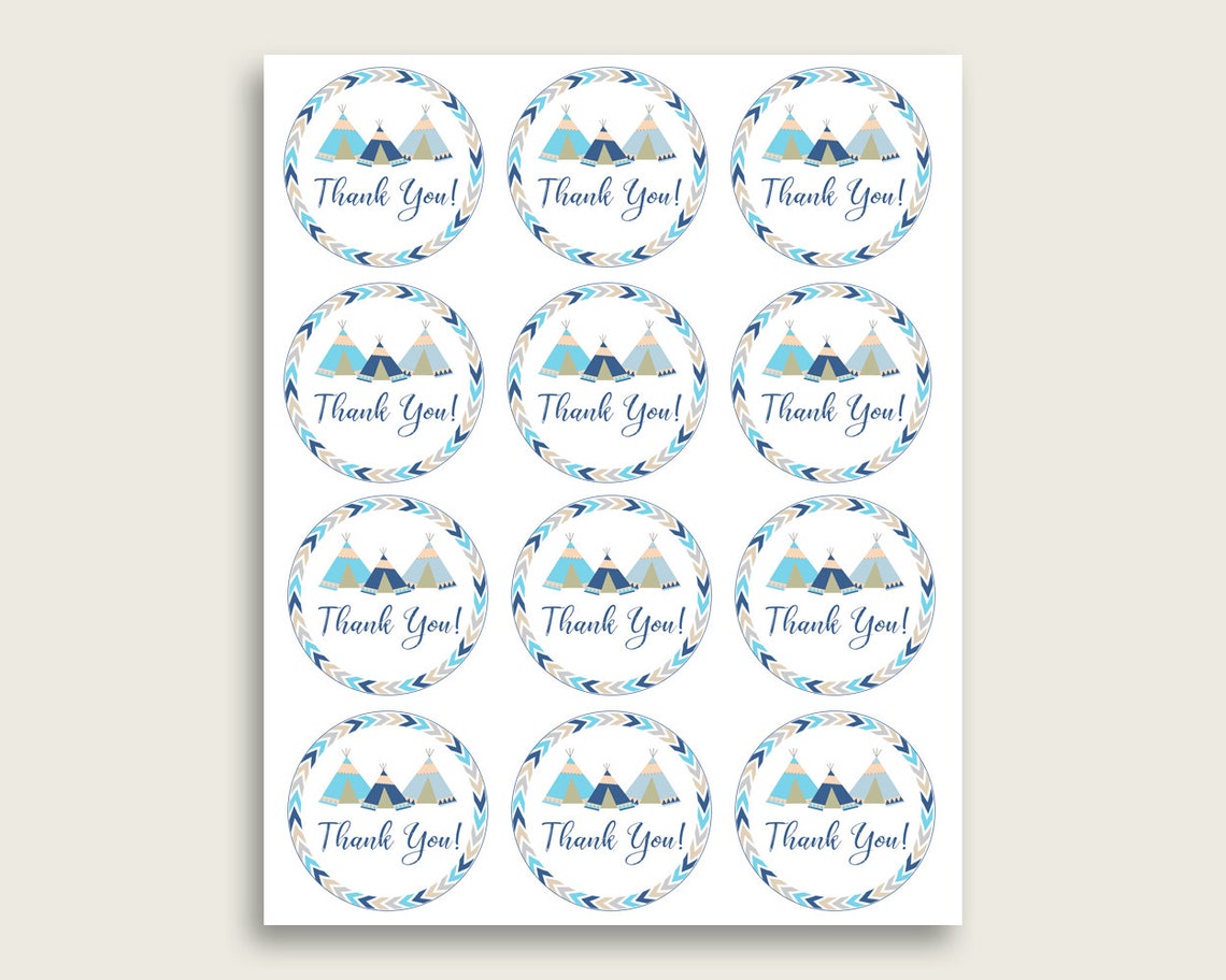 Tribal Teepee Baby Shower Round Thank You Tags 2 Inch | Etsy