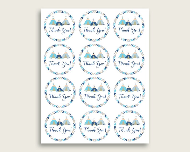 Tribal Teepee Baby Shower Round Thank You Tags 2 Inch | Etsy