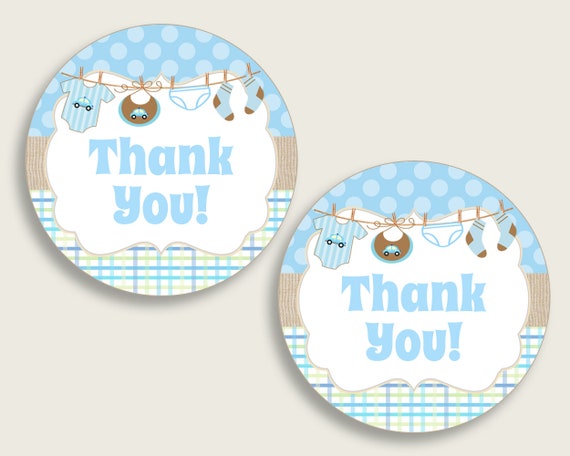 Clothes Baby Shower Round Thank You Tags 2 Inch Printable Blue Beige Favor Gift Tags Boy Shower Hang Tags Labels Digital File Bc001 By Creative Digital Arts Catch My Party
