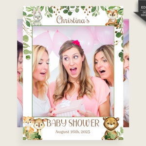Woodland Baby Shower Photo Booth, Printable Selfie Frame, Editable Selfie Frame, Photo Prop Frame, Gender Neutral Baby Shower, Instant ap001