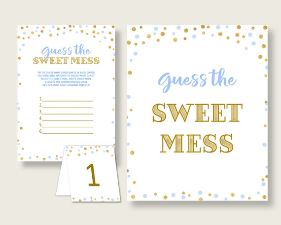 Sweet Mess Baby Shower Sweet Mess Confetti Baby Shower Sweet Mess Blue Gold Baby Shower Confetti Sweet Mess customizable files cb001 Il_570xn