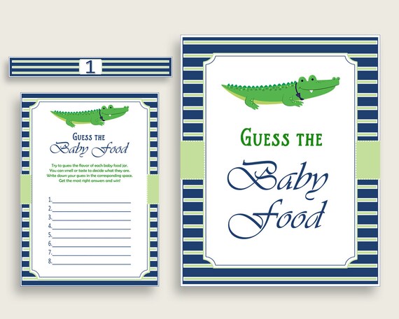 Blue Green Alligator Guess The Baby Food Game Printable Boy Baby Blue Green Alligator Guess The Baby Food Game Printable Boy Baby