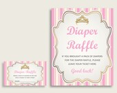 Royal Princess Baby Shower Diaper Raffle Tickets Game, Girl Pink Gold Diaper Raffle Card Insert and Sign Printable, Instant Download rp002 Il_170x135