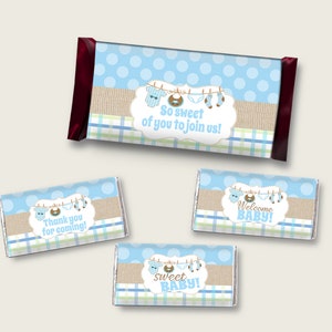 Clothes Hershey Candy Bar Wrapper Printable, Blue Beige Chocolate Bar Wrappers, Boy Shower Candy Labels, Instant Download, bc001