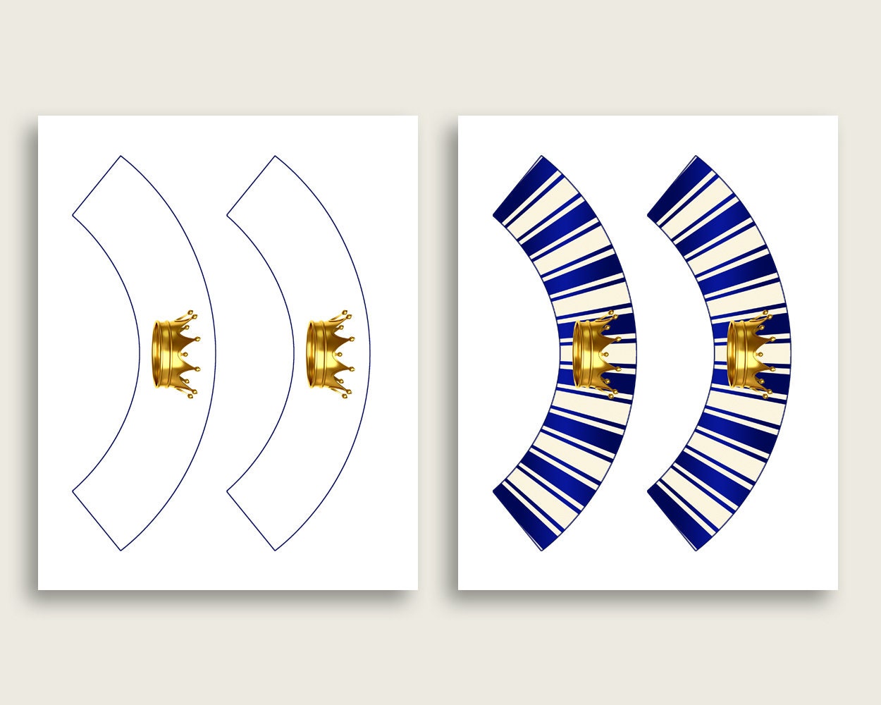 Royal Prince Cupcake Toppers Blue Gold Cupcake Wrappers | Etsy