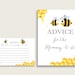 Bee Advice for Mommy to Be Cards & Sign, Printable Baby Shower Yellow ...