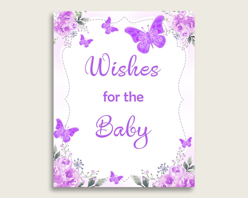 Purple White Wishes for Baby Cards &amp; Sign Butterfly Baby | Etsy