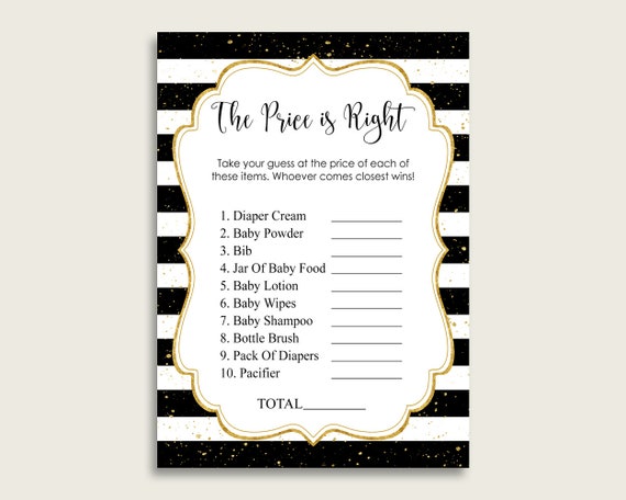 Black Gold The Price Is Right Game, Stripes Baby Shower Gender Neutral Activity, Guess The Price Game Printable, Instant Download, bs001 Il_570xn