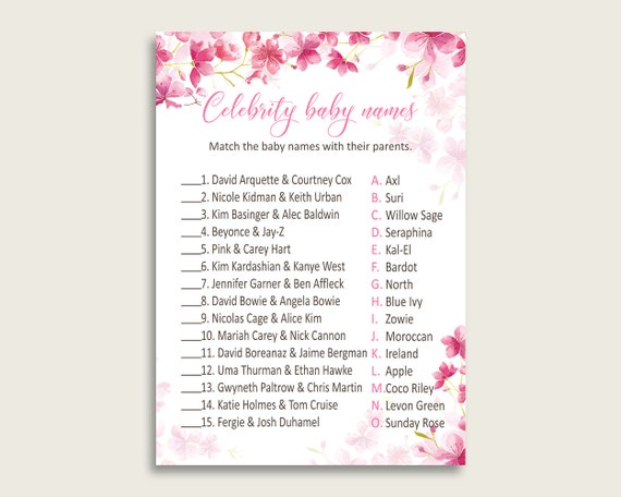 Red White Celeb Youngster Names, Cherry Blossom Youngster Shower photo about Celebrity Baby Name Game Printable identify Purple White Movie star Youngster Names, Cherry Blossom Little one Shower