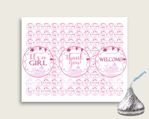 Hershey Kisses Baby Shower Hershey Kisses Pink Whale Baby Shower Hershey Kisses Baby Shower Pink Whale Hershey Kisses Pink White baby wbl02 Il_570xn