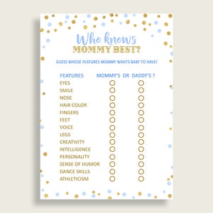 Chi conosce la mamma, il miglior baby shower Chi conosce la mamma, i migliori coriandoli Baby Shower Chi conosce la mamma, i migliori baby shower blu e oro Confetti Who cb001