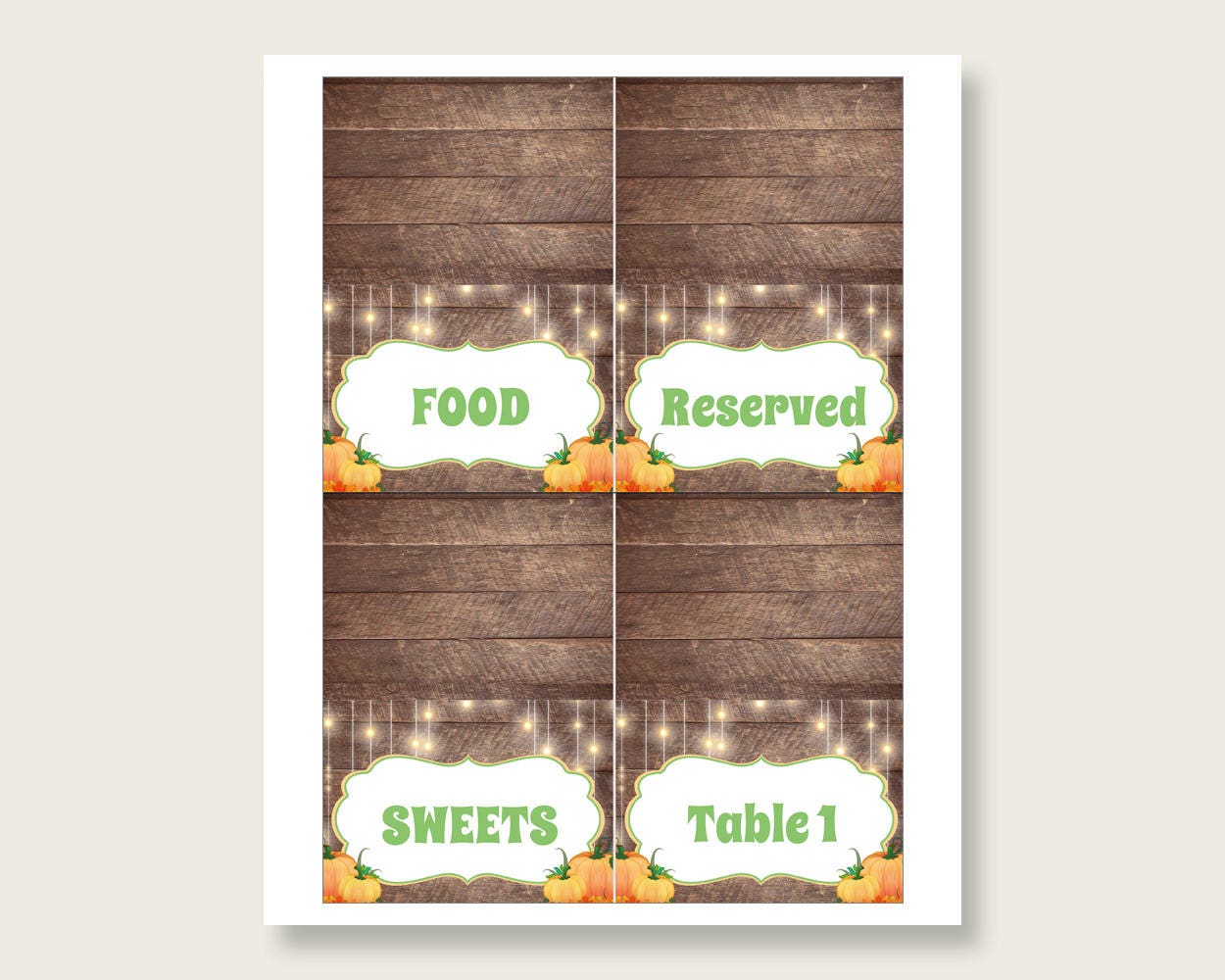 Autumn Folded Food Tent Cards Printable Brown Orange Editable - Etsy