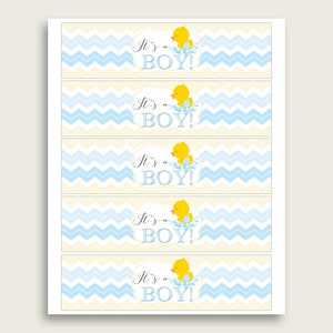 Yellow Blue Water Bottle Labels Printable, Rubber Duck Water Bottle ...