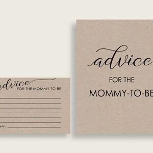 Tarjetas de consejos Tarjetas de consejos para baby shower Tarjetas de consejos para baby shower en kraft Tarjetas de consejos para baby shower en kraft Marrón Negro unisex rústico ZOVMD