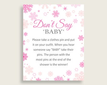 Dont Say Baby Baby Shower Dont Say Baby Winter Baby Shower Dont Say Baby Baby Shower Girl Dont Say Baby Pink White party plan 74RVX