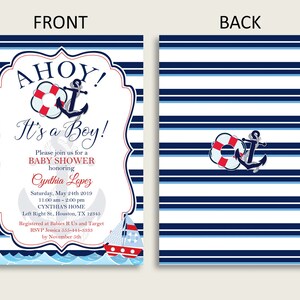 Nautical Baby Shower Invitations Printable, Digital or Printed ...