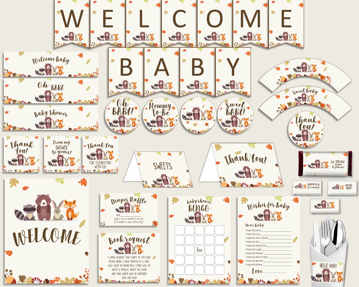 Brown Beige Baby Shower Decorations Gender Neutral Kit Etsy
