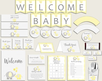 Dekorationen Baby Shower Dekorationen Gelb Baby Shower Dekorationen Baby Shower Elephant Dekorationen Gelb Grau Baby Shower Idee W6ZPZ