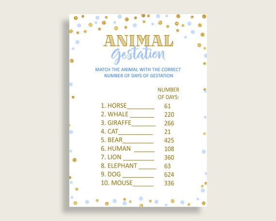 Animal Gestation Baby Shower Animal Gestation Confetti Baby Shower Animal Gestation Blue Gold Baby Shower Confetti Animal Gestation cb001 Il_570xn