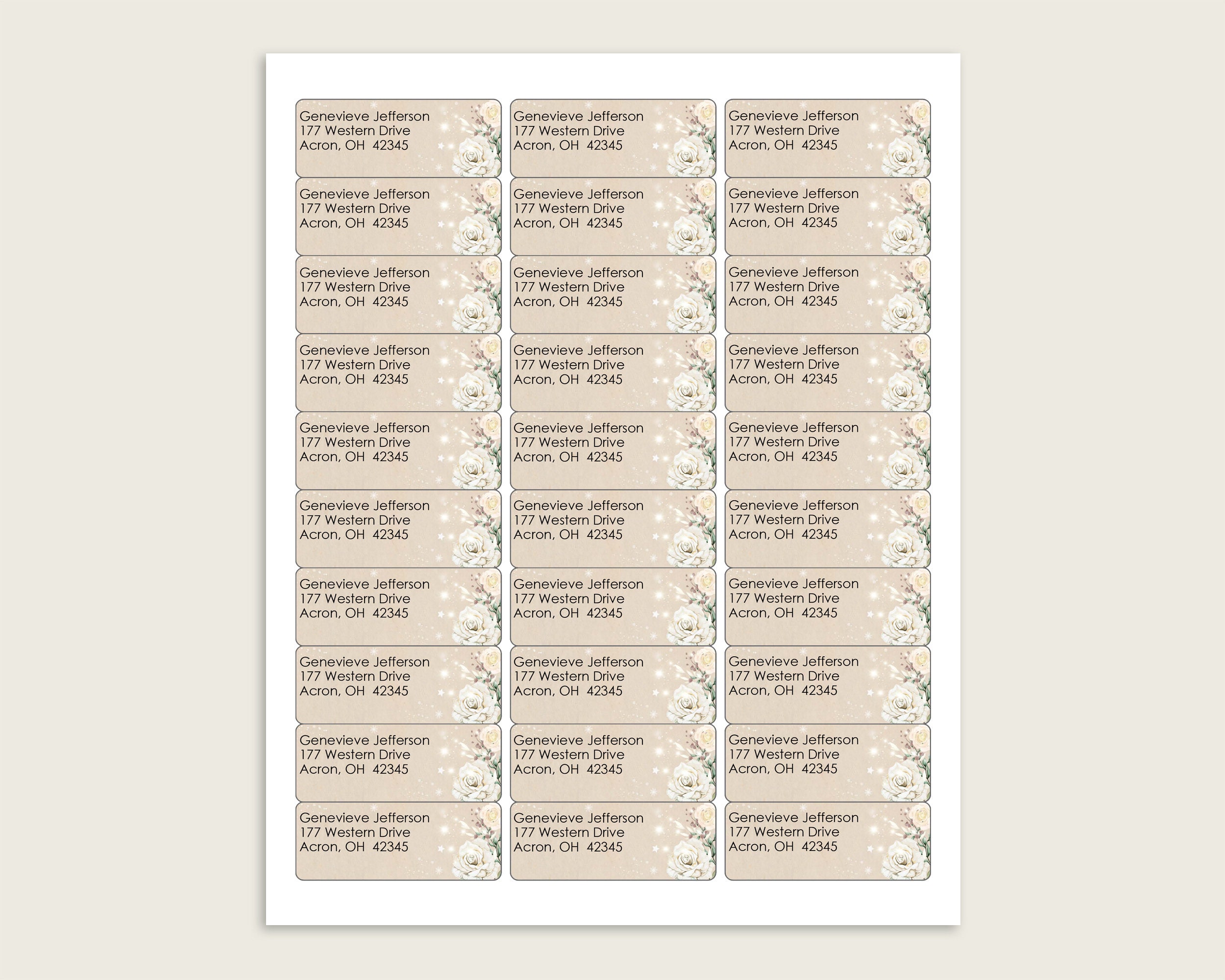 Beige Green Return Address Labels Printable Envelope Address - Etsy