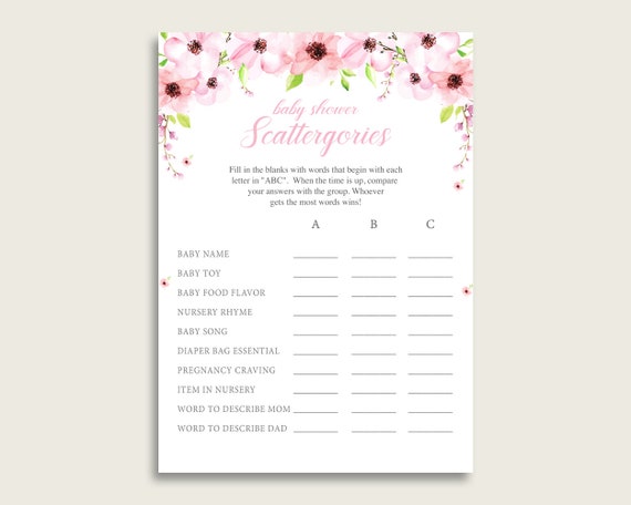 baby shower scattergories