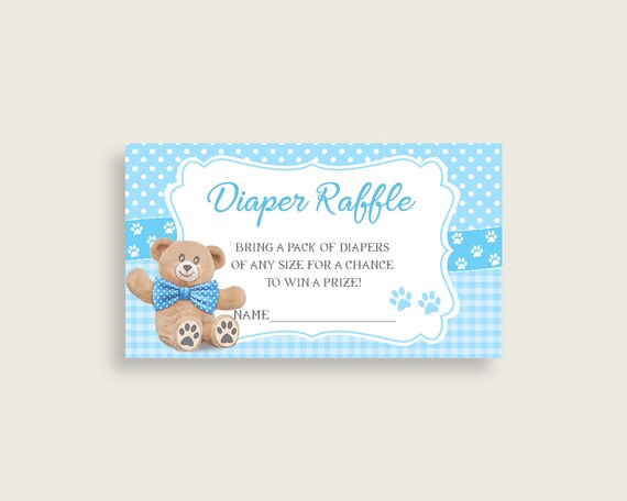 Boys Teddy Bear Baby Shower Raffle Game Teddy Bear Baby Shower Diaper Raffle Tickets Set of 50 Blue Teddy Bear Baby Shower Supplies 