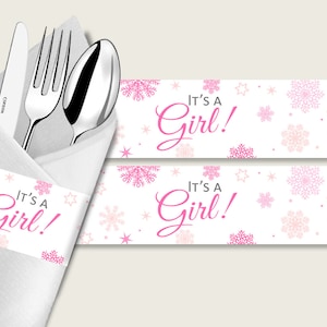 Napkin Rings Baby Shower Napkin Rings Winter Baby Shower Napkin Rings Baby Shower Girl Napkin Rings Pink White customizable files 74RVX