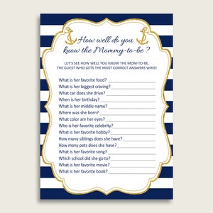Blue Gold How Well Do You Know Mommy Game, Anchor Baby Shower Boy, Who Knows Mommy Best Printable, Most Popular Sale Anchor NTDD8