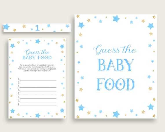 Blue Gold Stars Guess The Baby Food Game Printable Boy Baby Shower